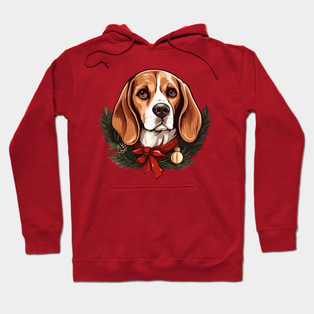 Christmas Beagle Hoodie by Retroprints